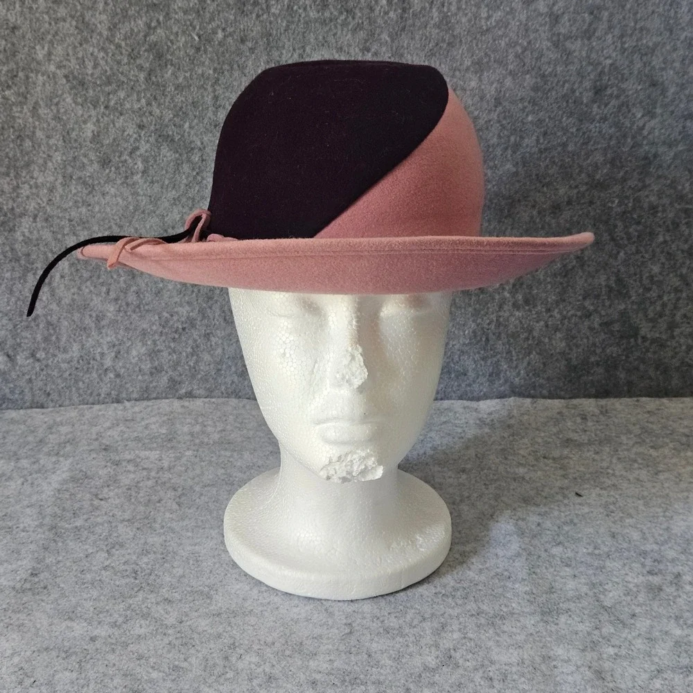 Kurt Jr. Two Tone Pink Purple Felt Fedora Wide Brim Hat Braided Band Colorblock